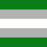 Greyromantic flag. Five stripes with White in the middle, Grey, then Green on the edges.