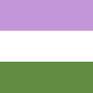 Genderqueer flag. Three stripes, from top to bottom: Light Purple, White, then Green.